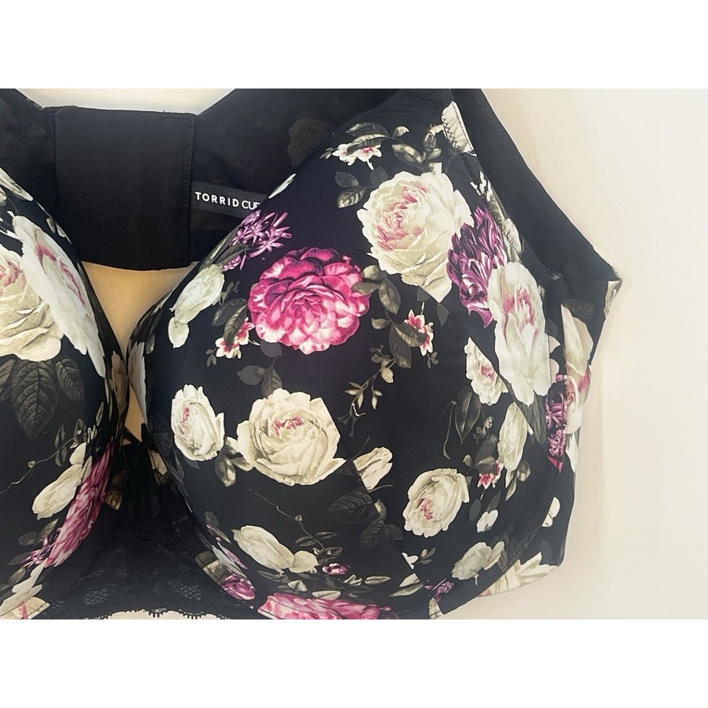 Torrid Dark Floral Push-Up T-Shirt Bra Women 46DDD Cottagecore Goth Coquette - Picture 4 of 9